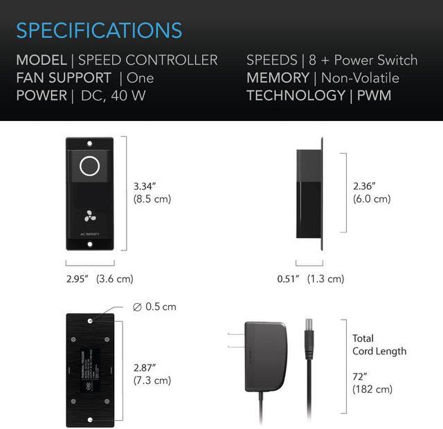 Alt view image 7 of 7 - AC Infinity Rack ROOF Fan KIT, Quiet Dual-Fans with Speed Controller, for Cooling AV, Home Theater, Network 19 Racks