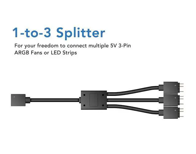 Alt view image 3 of 6 - 12V to 5V RGB Converter, 3-Way Splitter, SATA Connector, 50 Color Modes, 100x 5V LEDs