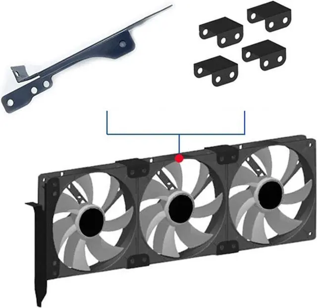 Alt view image 4 of 4 - 3 Fan Mount Rack PCI Slot Bracket+20 Screw+4 Connector for Video GPU Card Cooler