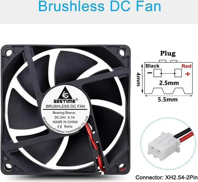 Alt view image 5 of 7 - GDSTIME 80mm x 20mm Fan, 80mm 24V Dc Brushless Cooling Fan