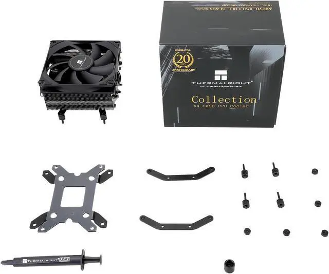 Alt view image 6 of 12 - Thermalright AXP90-X53 Black Low Profile CPU Air Cooler, 53mm Height, Black Nickel Plated, TL-9015B 92mm PWM Fan, for AMD AM4/Intel 115X/1200