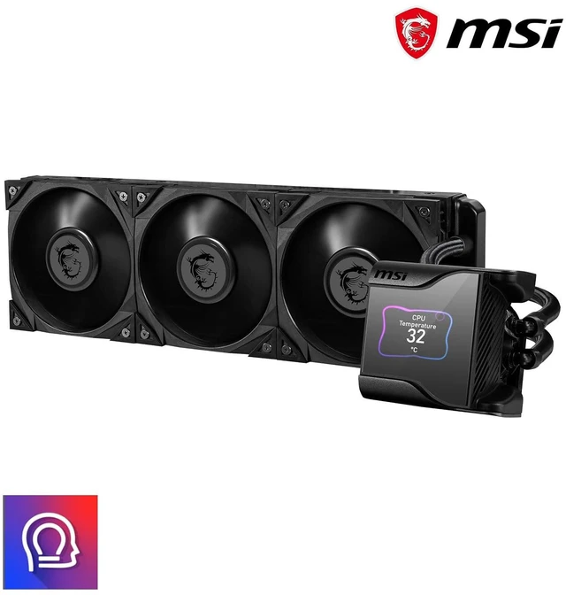 Alt view image 6 of 7 - MSI MEG CoreLiquid S360 - AIO CPU Liquid Cooler - 2.4" IPS Display - 360mm Radiator - Triple 120mm Silent Gale P12 Fans, LGA1700 and AM5 Ready