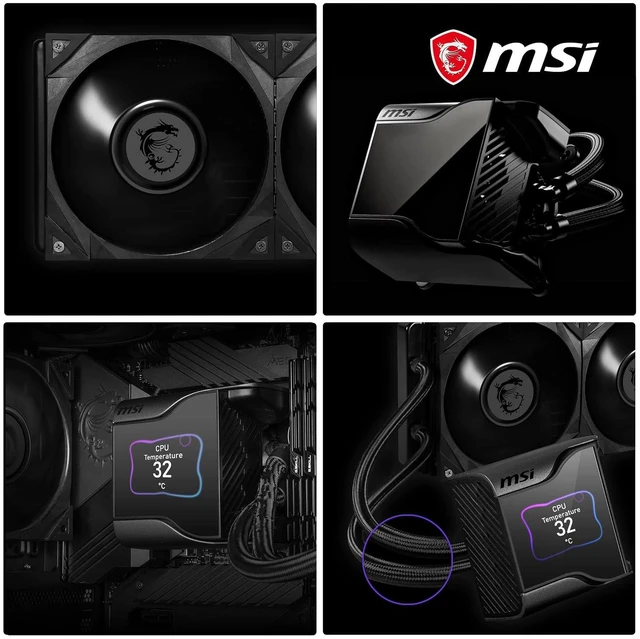 Alt view image 3 of 7 - MSI MEG CoreLiquid S360 - AIO CPU Liquid Cooler - 2.4" IPS Display - 360mm Radiator - Triple 120mm Silent Gale P12 Fans, LGA1700 and AM5 Ready