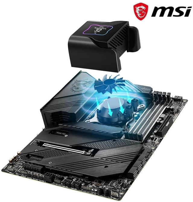 Alt view image 5 of 7 - MSI MEG CoreLiquid S360 - AIO CPU Liquid Cooler - 2.4" IPS Display - 360mm Radiator - Triple 120mm Silent Gale P12 Fans, LGA1700 and AM5 Ready
