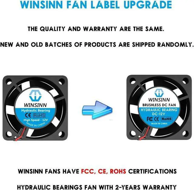Alt view image 3 of 5 - WINSINN 40mm Fan 12V, 3D Printer Micro 12 Volt Fans 4020 Hydraulic Bearing, Brushless Cooling 40mmx20mm 2PIN (Pack of 4Pcs)