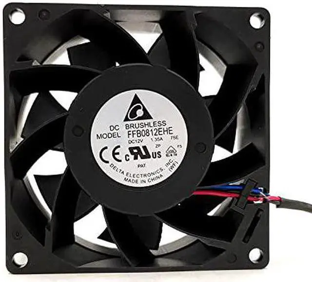 Main image of FFB0812EHE Delta 12V 80mm Fan, 12V 1.35A 3-pin Double Ball Cooling Fan
