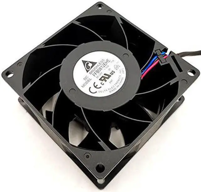Alt view image 3 of 5 - FFB0812EHE Delta 12V 80mm Fan, 12V 1.35A 3-pin Double Ball Cooling Fan