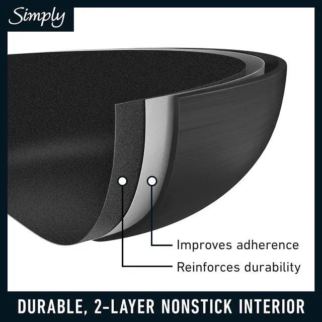 Alt view image 3 of 7 - Calphalon 10-Piece Non-Stick Kitchen Cookware Set Black Pots & Pans with Stay-Cool Stainless Steel Handles Hard-Anodized Aluminum for Even Heating