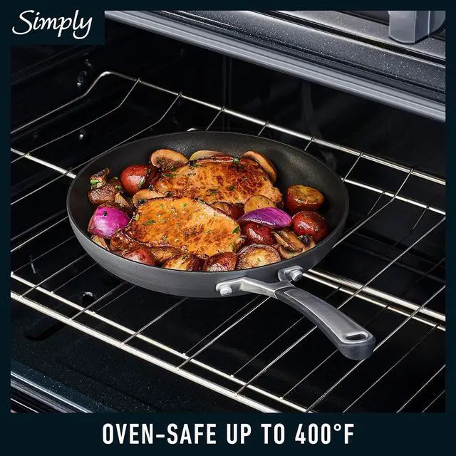 Alt view image 6 of 7 - Calphalon 10-Piece Non-Stick Kitchen Cookware Set Black Pots & Pans with Stay-Cool Stainless Steel Handles Hard-Anodized Aluminum for Even Heating