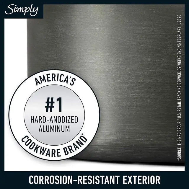 Alt view image 2 of 7 - Calphalon 10-Piece Non-Stick Kitchen Cookware Set Black Pots & Pans with Stay-Cool Stainless Steel Handles Hard-Anodized Aluminum for Even Heating