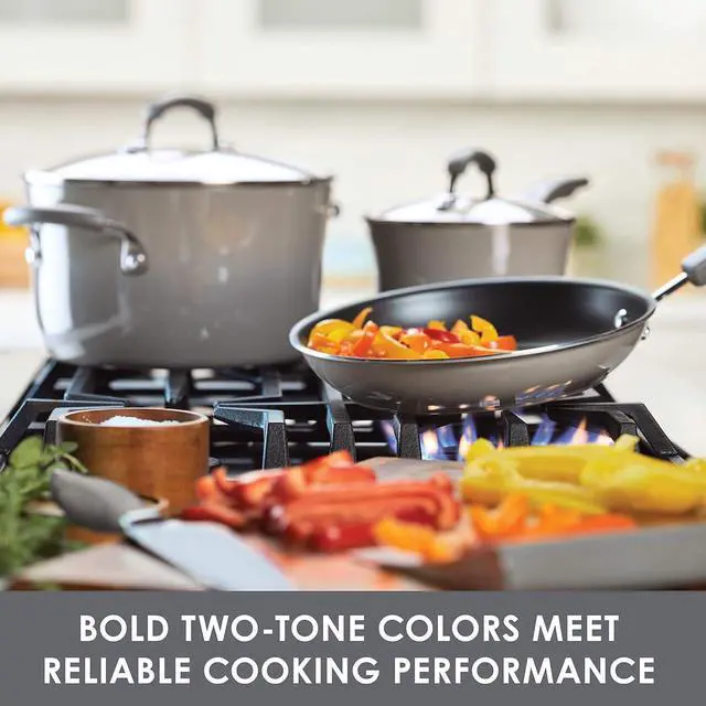 Alt view image 4 of 6 - Rachael Ray Brights Deep Nonstick Frying Pan / Fry Pan / Deep Skillet - 9.5 Inch, Gray