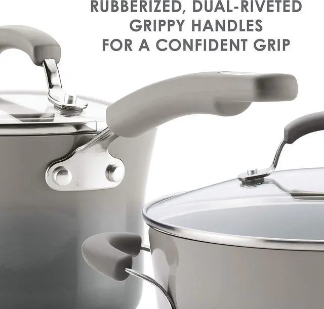 Alt view image 6 of 6 - Rachael Ray Brights Deep Nonstick Frying Pan / Fry Pan / Deep Skillet - 9.5 Inch, Gray