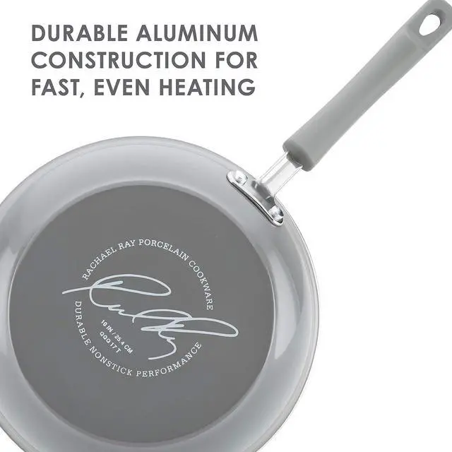 Alt view image 5 of 6 - Rachael Ray Brights Deep Nonstick Frying Pan / Fry Pan / Deep Skillet - 9.5 Inch, Gray