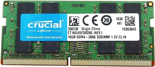 Alt view image 2 of 2 - Micron MTA16ATF2G64HZ-2G6E1 Memory Module DDR4 SDRAM 16GB PC4-2666V-SE1-11 260-SODIMM