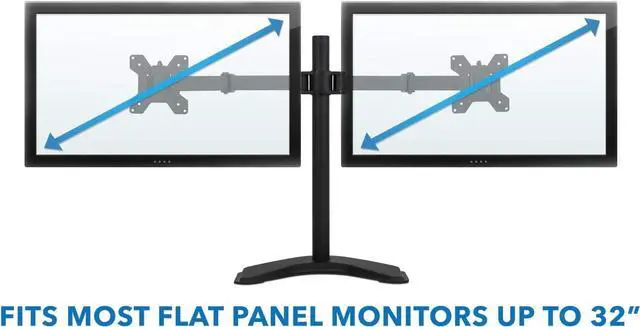 Alt view image 5 of 7 - Mount-It! Dual Monitor Stand for Desk - 2 Screen Mount for Two Computer Screens up to 32 Inch and 17 Lbs - Free-Standing Base Swivels, Tilt, Rotates 360 Adjustable Arms - VESA Compatible Sturdy Steel