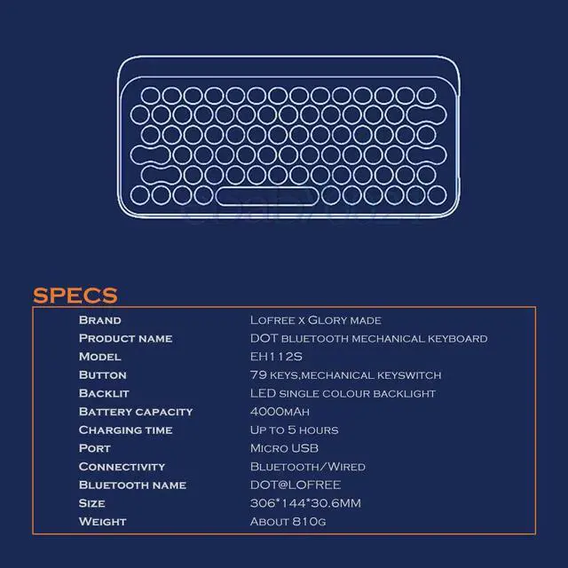 Alt view image 4 of 4 - LOFREE ×Glory Wired & Bluetooth Mechanical Keyboard 2.4G 3-Mode 79 Key with Led Backlight for Mac iOS Windows Andriod iPad-Shandong Ship