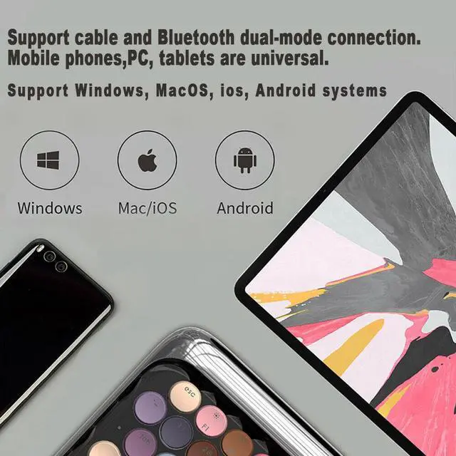 Alt view image 6 of 6 - LOFREE Bluetooth Mechanical Keyboard, Wireless/Wired USB Rechargeable Keyboard 79 Keys Brown Switches with White LED Backlit, Retro Round Keycaps Keyboard for Windows/Android/Mac/iOS - Colorful