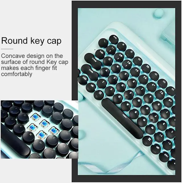 Alt view image 3 of 7 - Lofree Dot Retro Exterior White Backlit LED Light Multi-System Compatible with USB Wired and Bluetooth Mechanical Keyboard - Blue