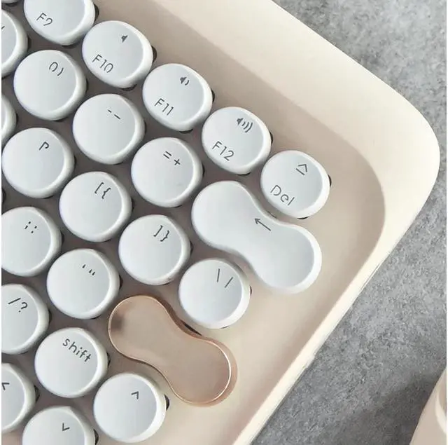 Alt view image 5 of 5 - LOFREE Wireless Mechanical Keyboard, Wireless/Wired USB Rechargeable Keyboard 79 Keys Switches with White LED Backlit, Retro Round Keycaps Keyboard for Windows/Android/Mac/iOS - Milk Tea