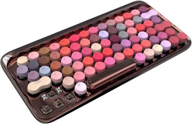 Alt view image 4 of 6 - LOFREE Bluetooth Mechanical Keyboard, Wireless/Wired USB Rechargeable Keyboard 79 Keys Brown Switches with White LED Backlit, Retro Round Keycaps Keyboard for Windows/Android/Mac/iOS - Colorful