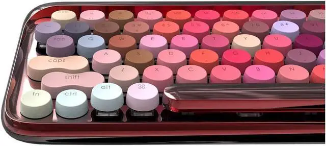 Alt view image 5 of 6 - LOFREE Bluetooth Mechanical Keyboard, Wireless/Wired USB Rechargeable Keyboard 79 Keys Brown Switches with White LED Backlit, Retro Round Keycaps Keyboard for Windows/Android/Mac/iOS - Colorful