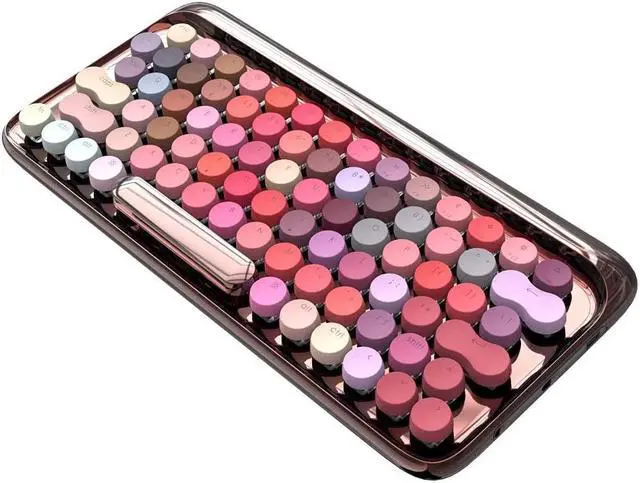 Alt view image 2 of 6 - LOFREE Bluetooth Mechanical Keyboard, Wireless/Wired USB Rechargeable Keyboard 79 Keys Brown Switches with White LED Backlit, Retro Round Keycaps Keyboard for Windows/Android/Mac/iOS - Colorful