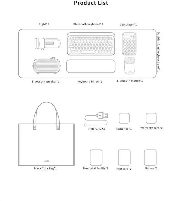 Alt view image 7 of 7 - Lofree Wireless Computer Mechanical Keyboard Mouse Picking Light Speaker Hand Pillow Set EH117 Goldblack Bundle BT
