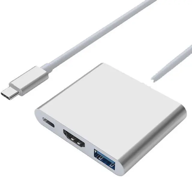 Main image of Multi-Port Adapter USB C Quick Charge Port, HDMI Dock 3-in-1 USB-C/C to HDMI 4K Video Converter with USB 3.0 Port for USB C Hub Gray