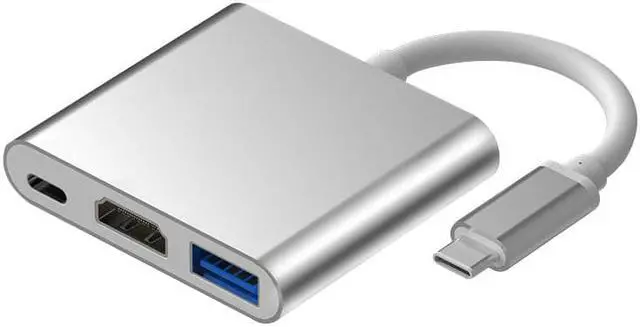 Alt view image 2 of 3 - Multi-Port Adapter USB C Quick Charge Port, HDMI Dock 3-in-1 USB-C/C to HDMI 4K Video Converter with USB 3.0 Port for USB C Hub Gray