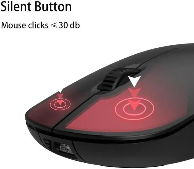 Alt view image 2 of 7 - Wireless Bluetooth Mute Mouse Ergonomic 2.4G 1600DPI Rechargeable Portable with USB Receiver for Laptop Desktop Tablet Pink
