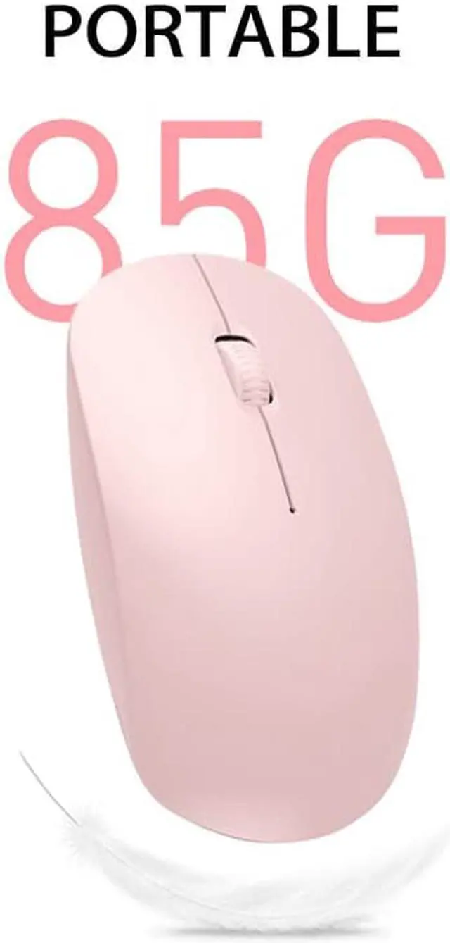 Alt view image 3 of 7 - Wireless Bluetooth Mute Mouse Ergonomic 2.4G 1600DPI Rechargeable Portable with USB Receiver for Laptop Desktop Tablet Pink
