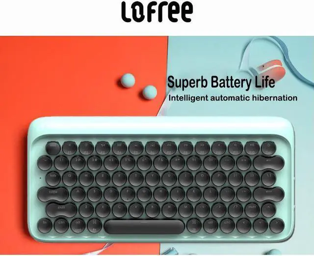 Alt view image 4 of 7 - Lofree Dot Retro Exterior White Backlit LED Light Multi-System Compatible with USB Wired and Bluetooth Mechanical Keyboard - Blue