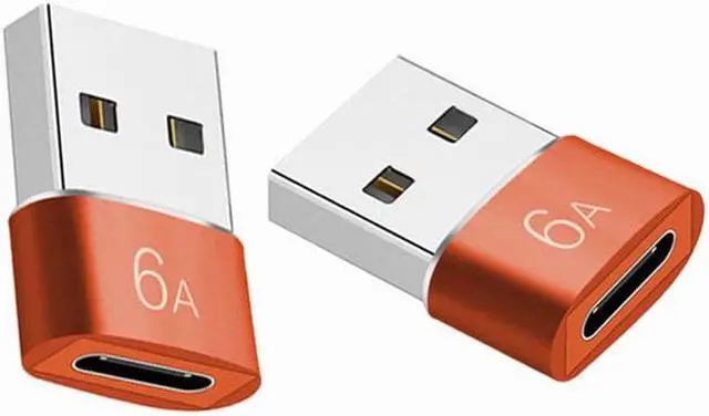 Main image of USB 3.0 to Type-c Adapter 2 Pack USB C Female to USB 3.0 Male Charger 6A Adaptor for Cell Phones Computers Car Chargers Hard Drives Red