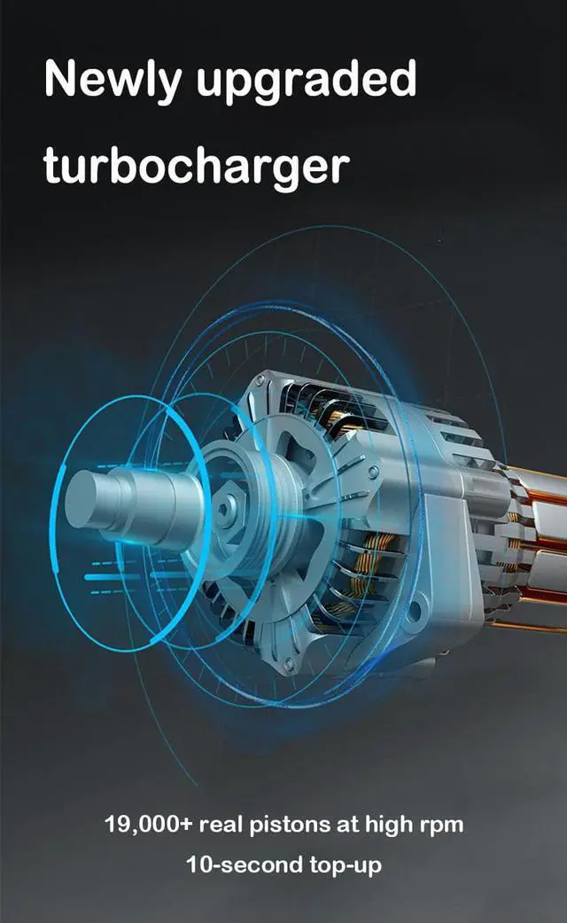 Alt view image 3 of 7 - 12V 150PSI Cordless Car Tire Pump USB Charged 6000mAh Battery Mini Digital Inflatable Pump Tire Inflator Portable Air Compressor Blue