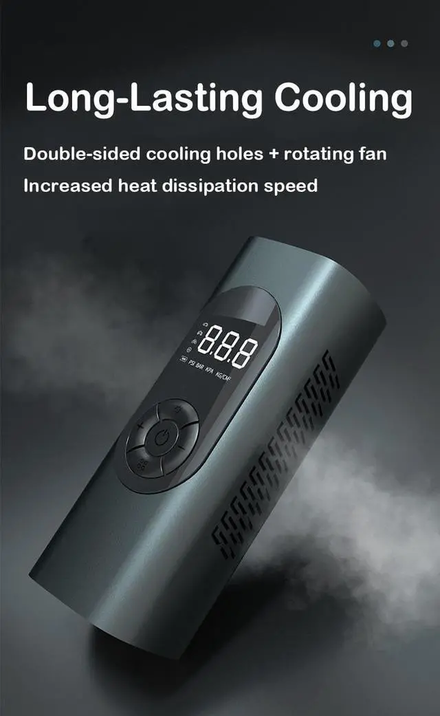 Alt view image 6 of 7 - 12V 150PSI Cordless Car Tire Pump USB Charged 6000mAh Battery Mini Digital Inflatable Pump Tire Inflator Portable Air Compressor Blue