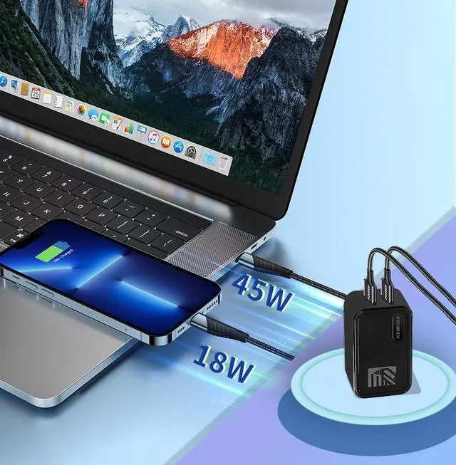 Alt view image 2 of 7 - Icomroad USB C Charger, GaN 65W QC PC 2-Port Compact Foldable Wall Fast Charger Travel for iPhone 15/14/13/Pro, iPad, Samsung, MacBook Pro/Air, iPad Pro, Galaxy S20/S10
