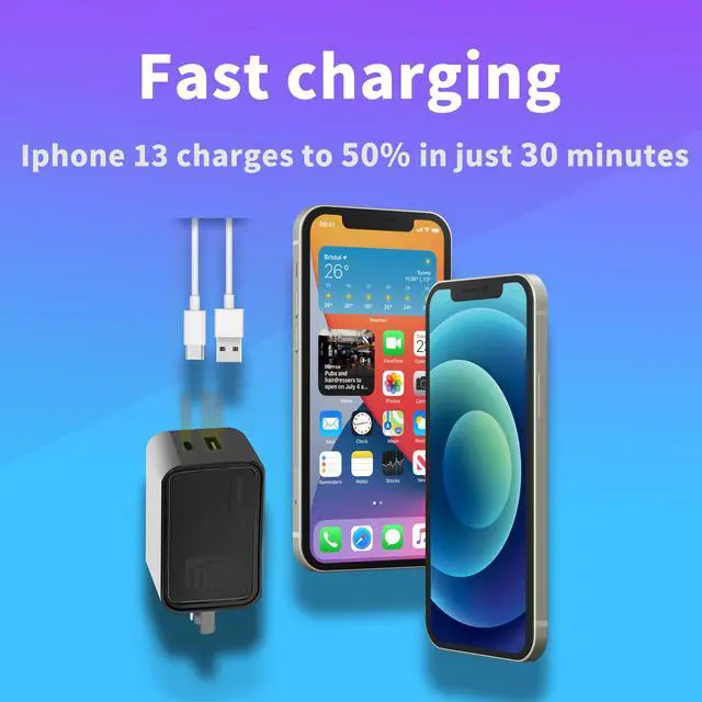 Alt view image 4 of 7 - Icomroad USB C Charger, GaN 65W QC PC 2-Port Compact Foldable Wall Fast Charger Travel for iPhone 15/14/13/Pro, iPad, Samsung, MacBook Pro/Air, iPad Pro, Galaxy S20/S10