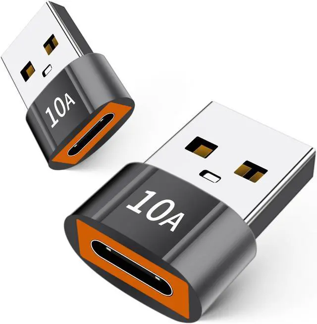 Alt view image 9 of 13 - USB C Female to USB Male Adapter 2 Pack 10A Type C to USB Adapter Support PD Fast Charge Data Transfer Compatible iPhone Laptop Computer