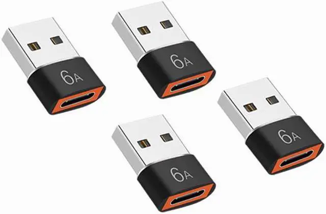Main image of USB 3.0 to Type-c Adapter 4 Pack USB C Female to USB 3.0 Male Charger 6A Adaptor for Cell Phones Computers Car Chargers Hard Drives Black