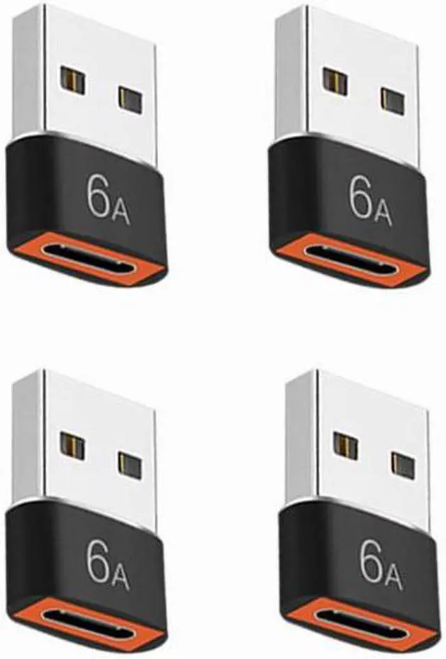 Alt view image 2 of 6 - USB 3.0 to Type-c Adapter 4 Pack USB C Female to USB 3.0 Male Charger 6A Adaptor for Cell Phones Computers Car Chargers Hard Drives Black