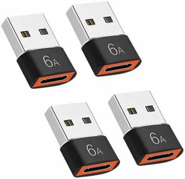 Alt view image 3 of 6 - USB 3.0 to Type-c Adapter 4 Pack USB C Female to USB 3.0 Male Charger 6A Adaptor for Cell Phones Computers Car Chargers Hard Drives Black