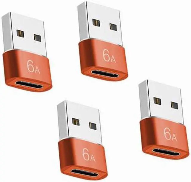 Alt view image 2 of 5 - USB 3.0 to Type-c Adapter 4 Pack USB C Female to USB 3.0 Male Charger 6A Adaptor for Cell Phones Computers Car Chargers Hard Drives Black Orange