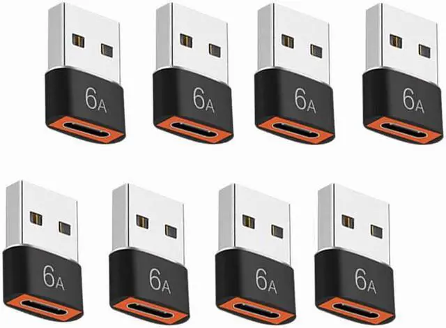 Main image of USB 3.0 to Type-c Adapter 8 Pack USB C Female to USB 3.0 Male Charger 6A Adaptor for Cell Phones Computers Car Chargers Hard Drives Black