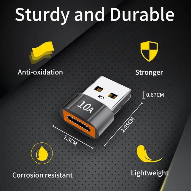 Alt view image 6 of 6 - USB C Female to USB Male Adapter 8 Pack 10A Type C to USB Adapter Support PD Fast Charge Data Transfer Compatible iPhone Laptop Computer Silver