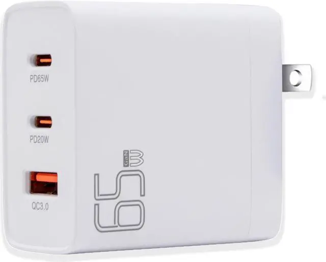 Alt view image 2 of 6 - Icomroad USB C Charger, GaN 65W QC PC 2-Port Compact Foldable Wall Fast Charger Travel for iPhone 15/ 15 pro/ 14/13/Pro, iPad, Samsung, MacBook Pro/Air, iPad Pro, Galaxy S20/S10