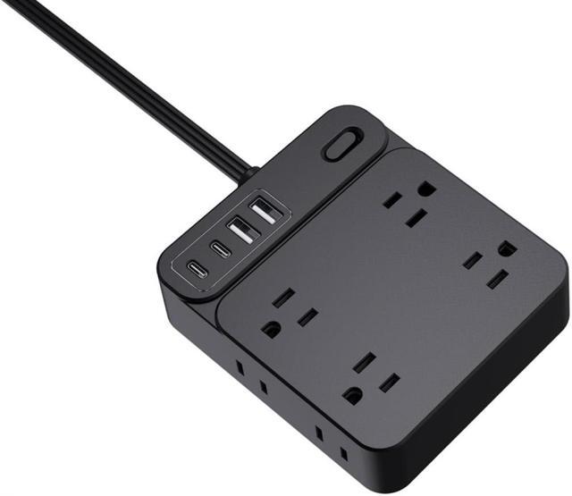 Main image of Power Strip With USB, Extension Cord, 8 Outlets 2 USB Ports (2 USB C), Ultra Thin Flat Plug, Wall Mount, No Surge Protector Extension Cord Indoor, For Living Room/Bedroom Black 15 ft.
