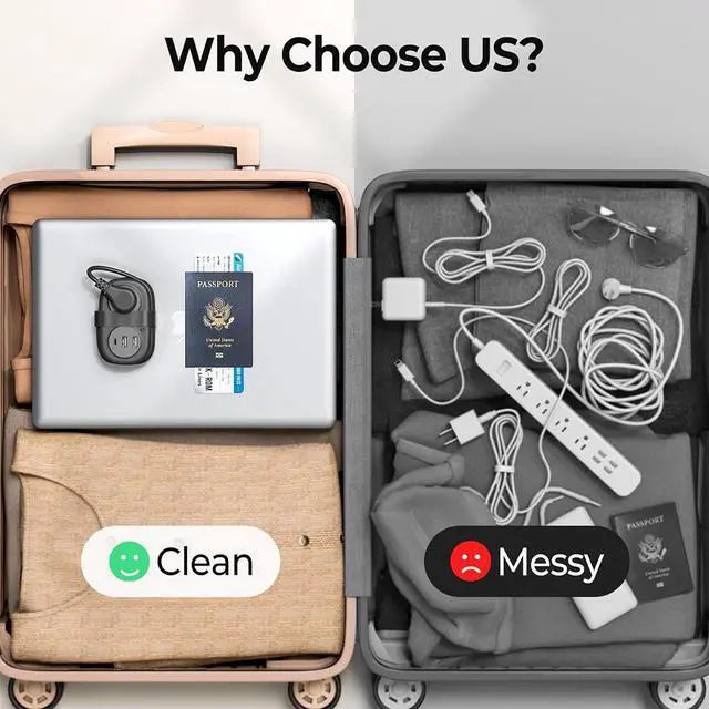 Alt view image 3 of 7 - Travel Power Strip, 3.7FT Small Extension Cord, Portable Power Strip Flat Plug with 2 AC Outlets 3 USB Ports (1 USB C), Multi Plug Extension Cord for Travel, Cruise, Office, Hotels