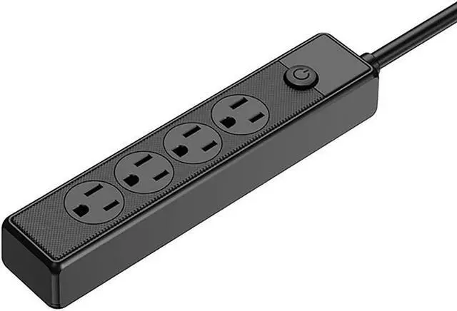 Main image of Flat Plug Power Strip,With 4 Outlets,Extension Cord No Surge Protector,Portable Small Power Strip For Home Office Dorm Room Bedroom Desk Accessories Black 5 ft.