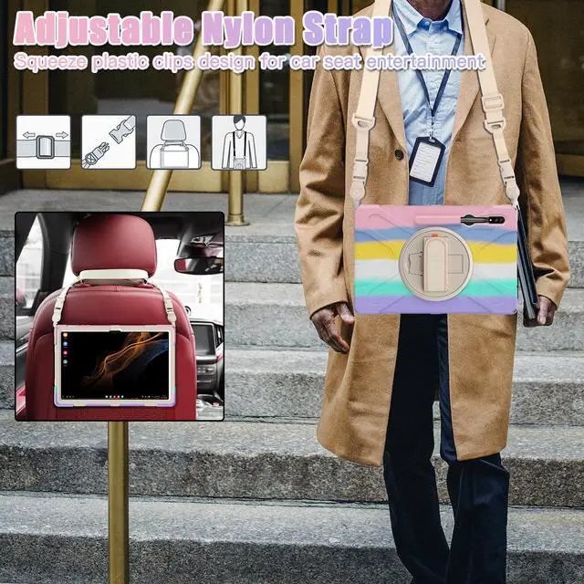 Alt view image 6 of 7 - BONAEVER For Samsung Galaxy Tab S8 Ultra 14.6 inch 2022 Case Shockproof Protective Case for Galaxy Tab S8 Ultra 14.6" Model SM-X900 / SM-X906 with Stand andandle Hand Strap & Shoulder Strap