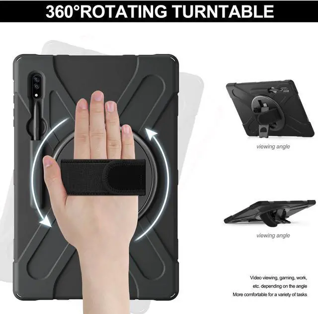 Alt view image 2 of 7 - BONAEVER For Samsung Galaxy Tab S8 Ultra 14.6 inch 2022 Case Shockproof Protective Case for Galaxy Tab S8 Ultra 14.6" Model SM-X900 / SM-X906 with Stand andandle Hand Strap & Shoulder Strap